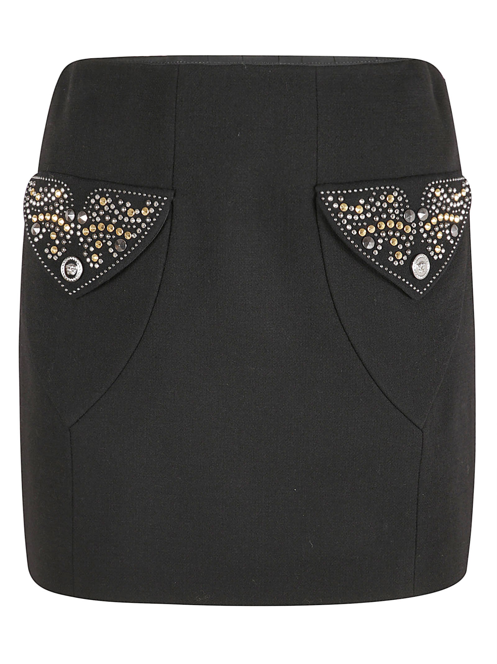 Wool Mini Skirt With Medusa Buttons