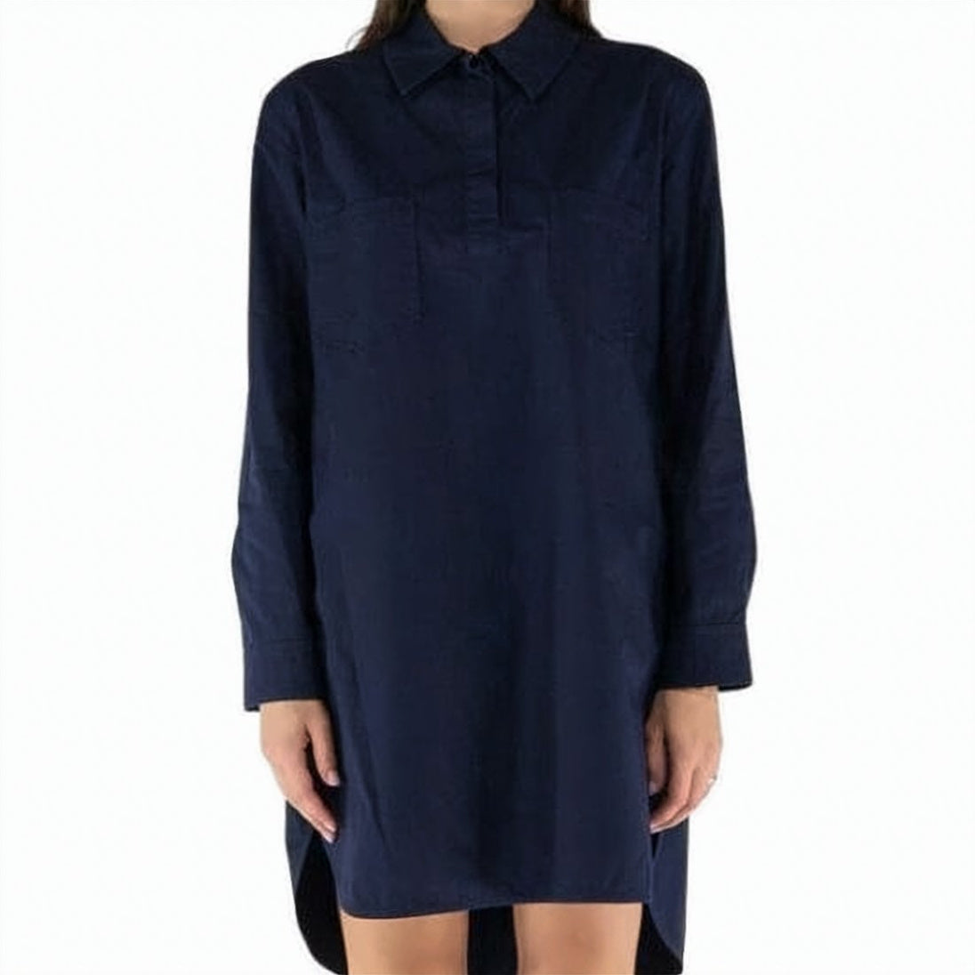 Long-Sleeved Blue Midi Dress