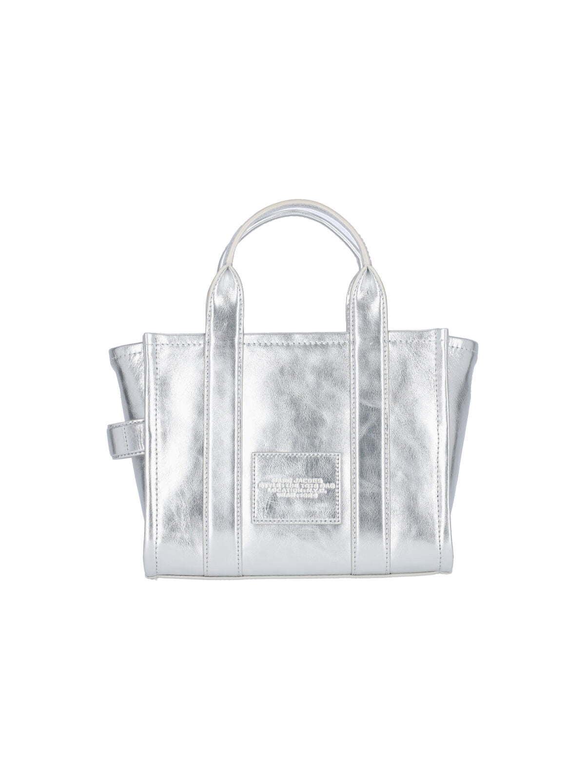 Silver Metallic Leather Small Tote Bag