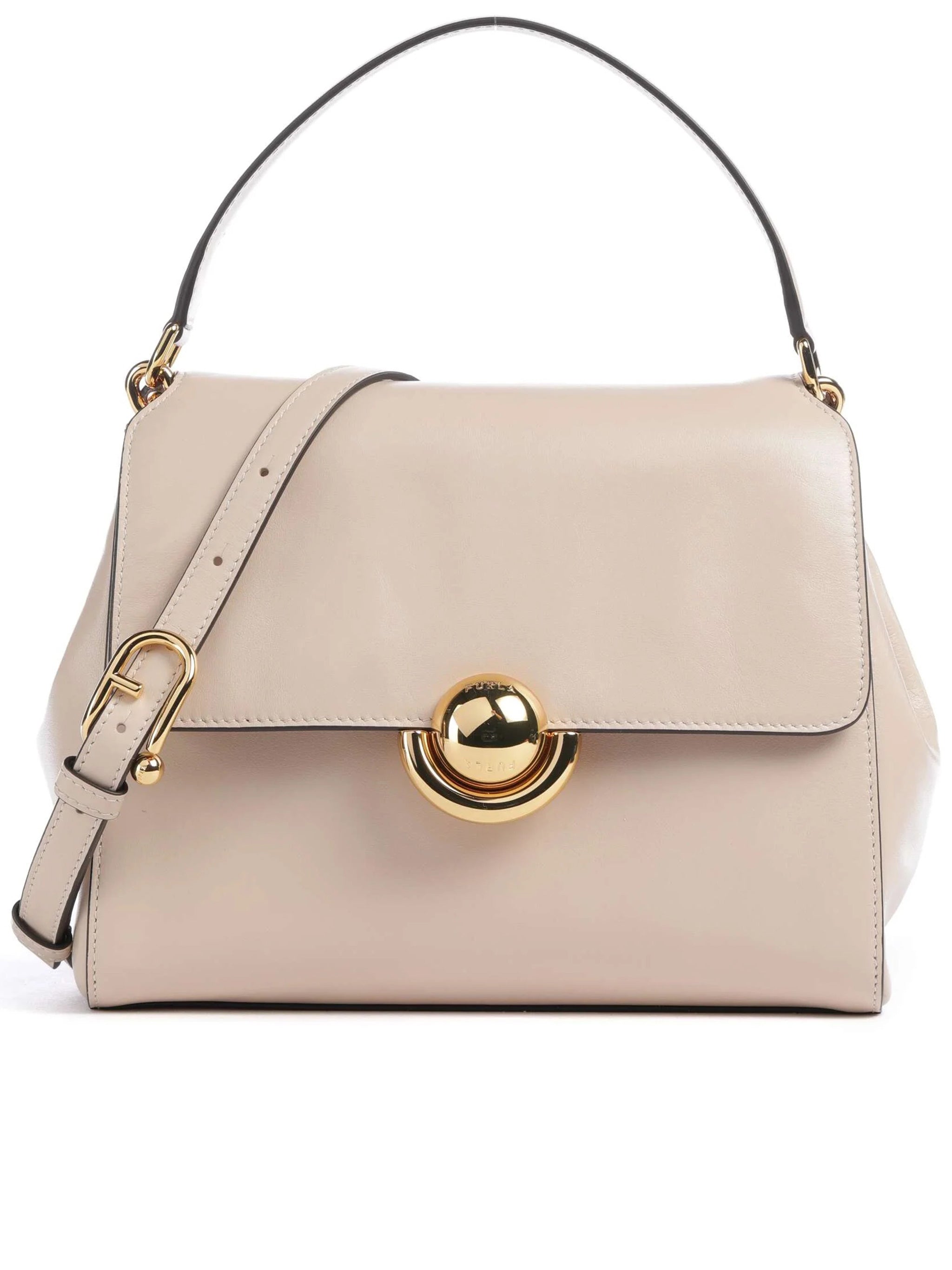 Domus S Structured Neutral Leather Handbag