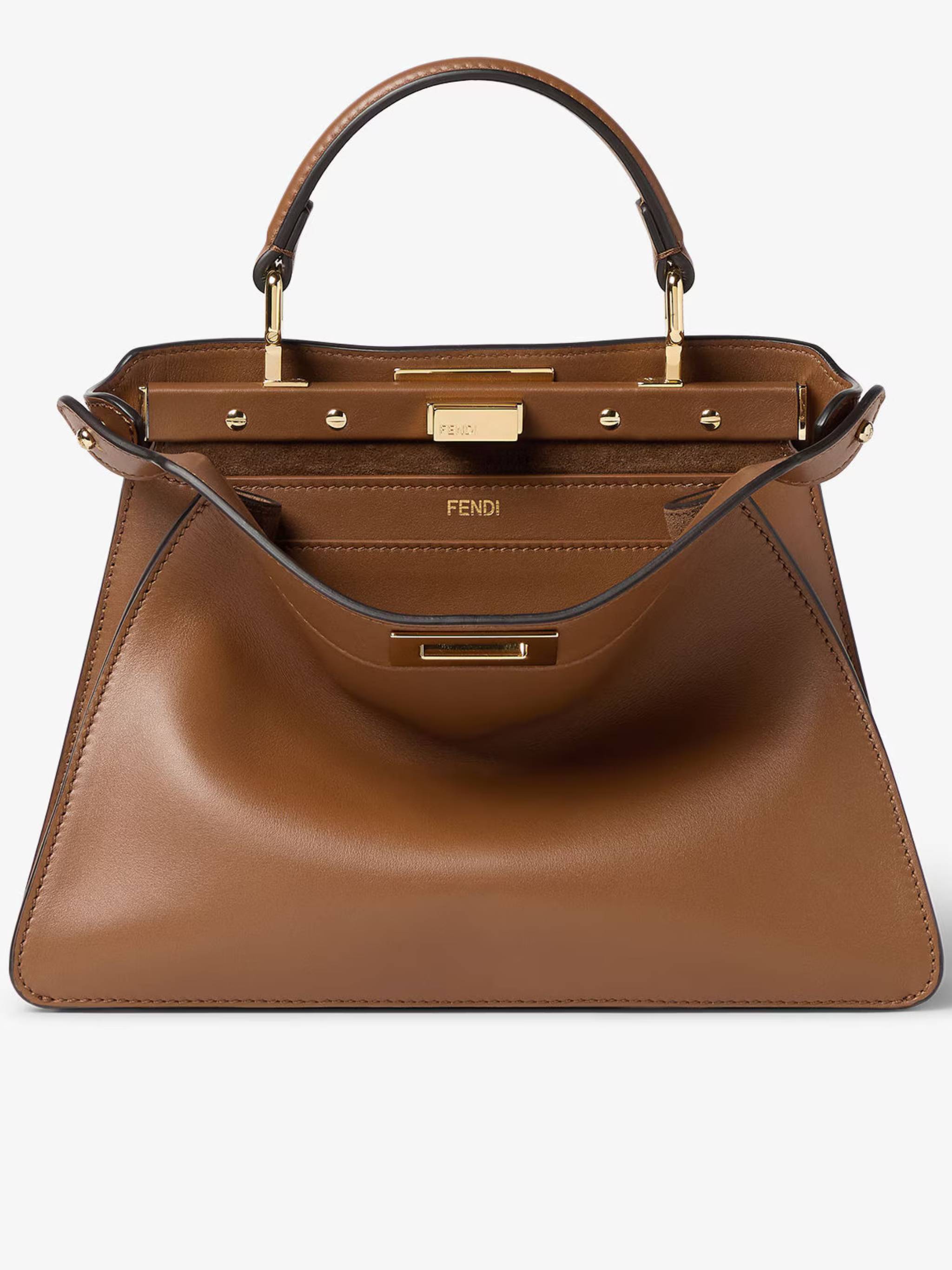 Structured Calf Leather Handbag with Beaded Flap and Gold-tone Hardware