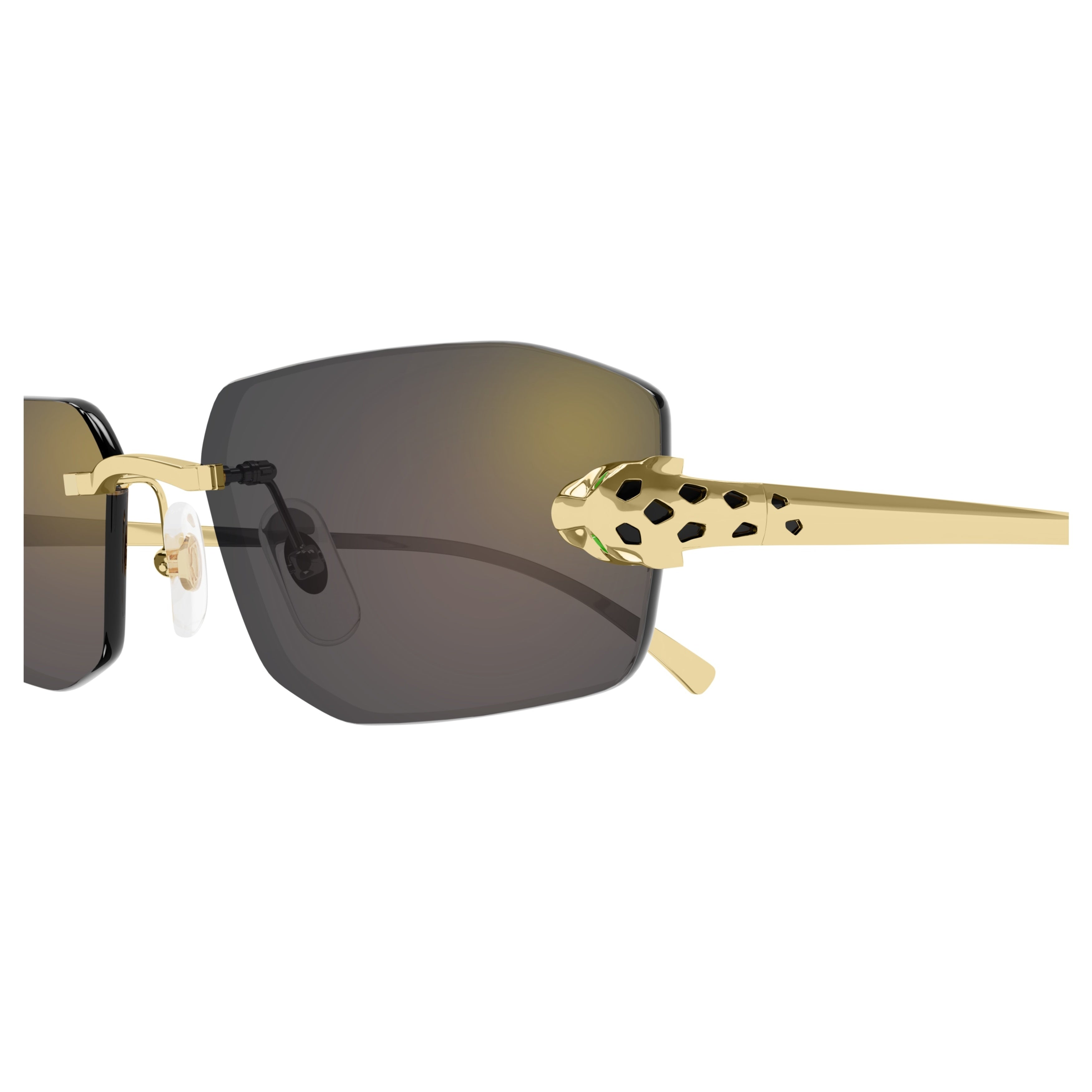 Rimless Rectangular Sunglasses with Panther Motif