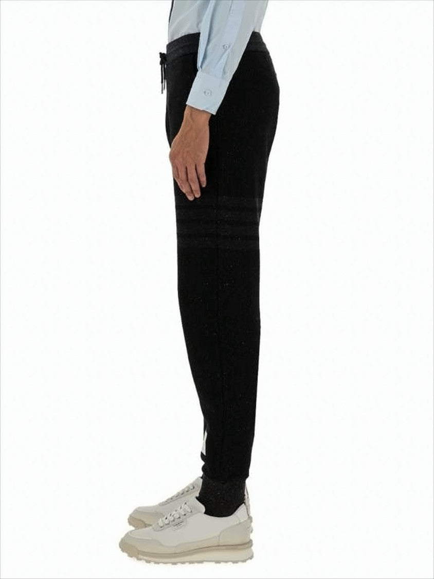 Tapered Jogger Pants with Ribbed Cuffs and Subtle Stripes