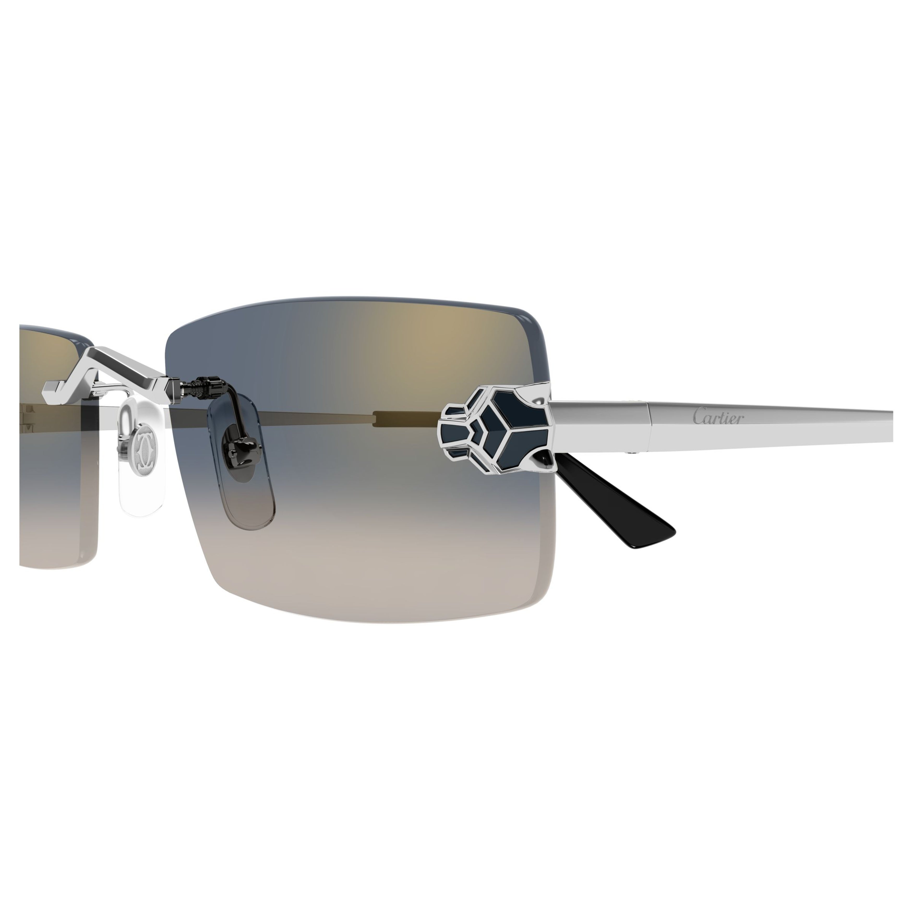 Rectangular Gradient Lens Sunglasses With Panther Emblem