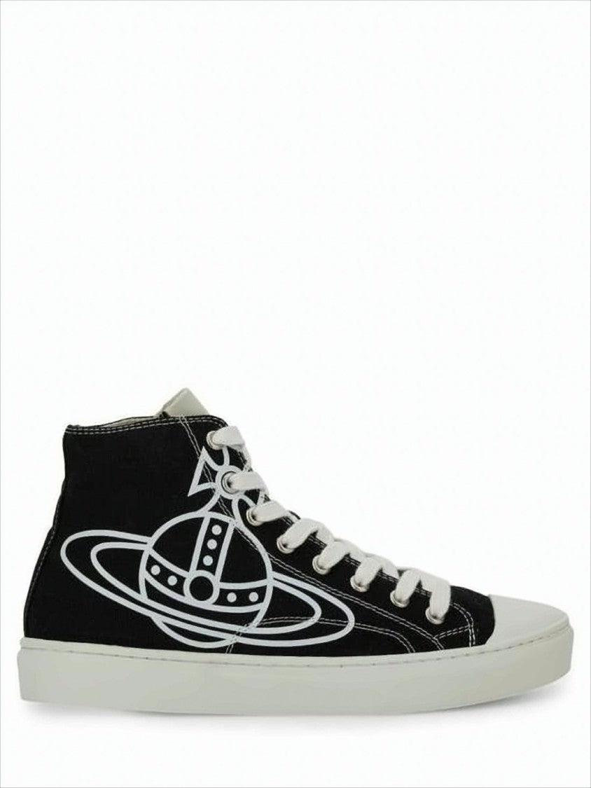 High-Top Sneakers with Graphic Emblem and Textured Sole