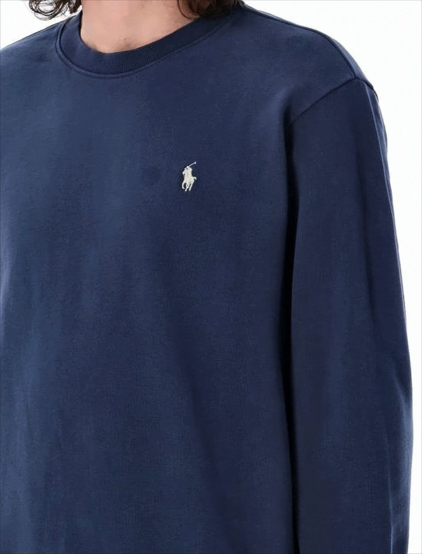 Crewneck Sweatshirt in Deep Navy Blue with Embroidered Logo