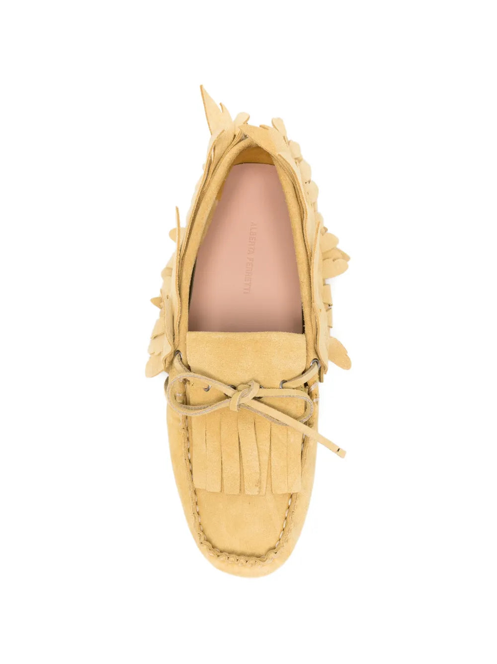 Moccasin-Style Shoes with Layered Fringe and Bow Detail