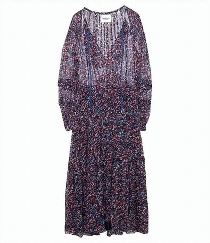 Multicolored Floral Maxi Dress with V-Neckline