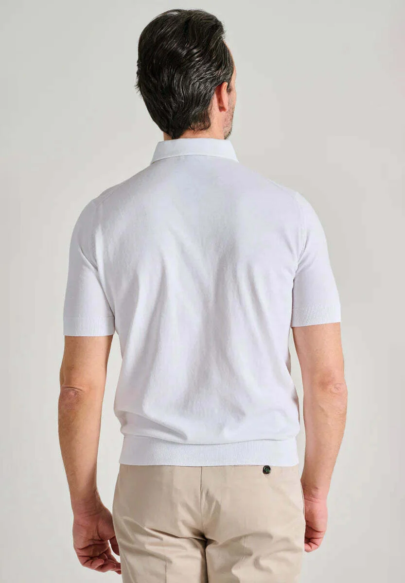 White Cotton Blend Polo Shirt