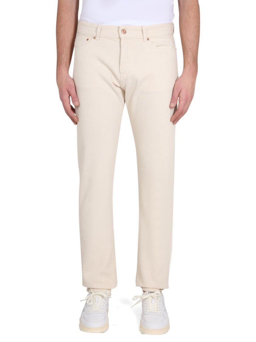 Straight-Leg Denim Jeans With Button