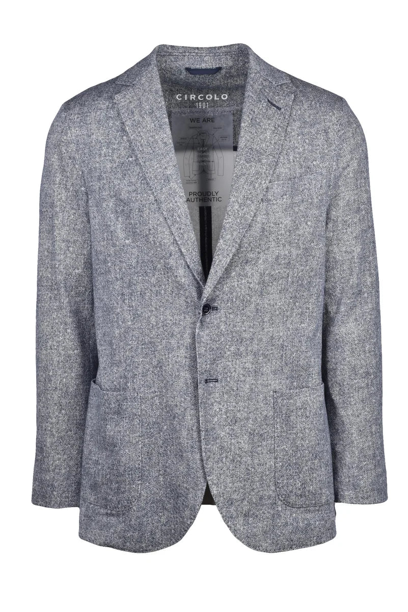 Heathered Blue Blazer with Rounded Style