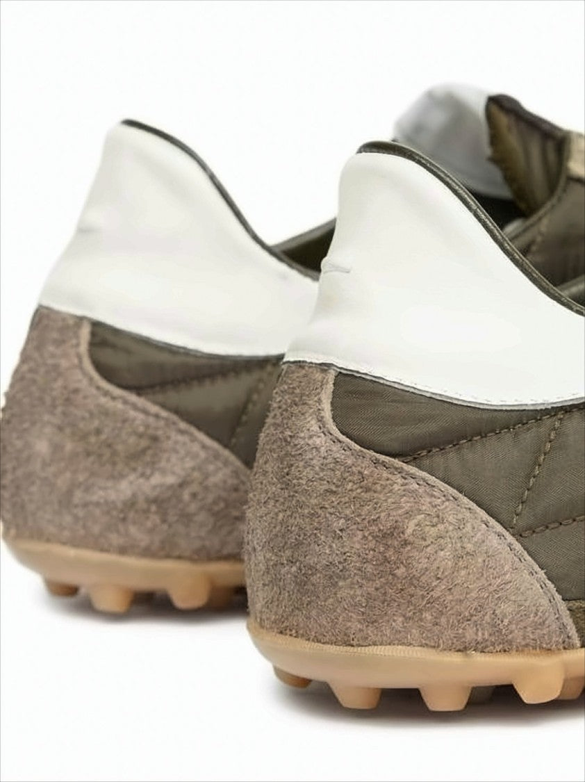 Quilted Polyester And Suede Sneakers With Textured Sole