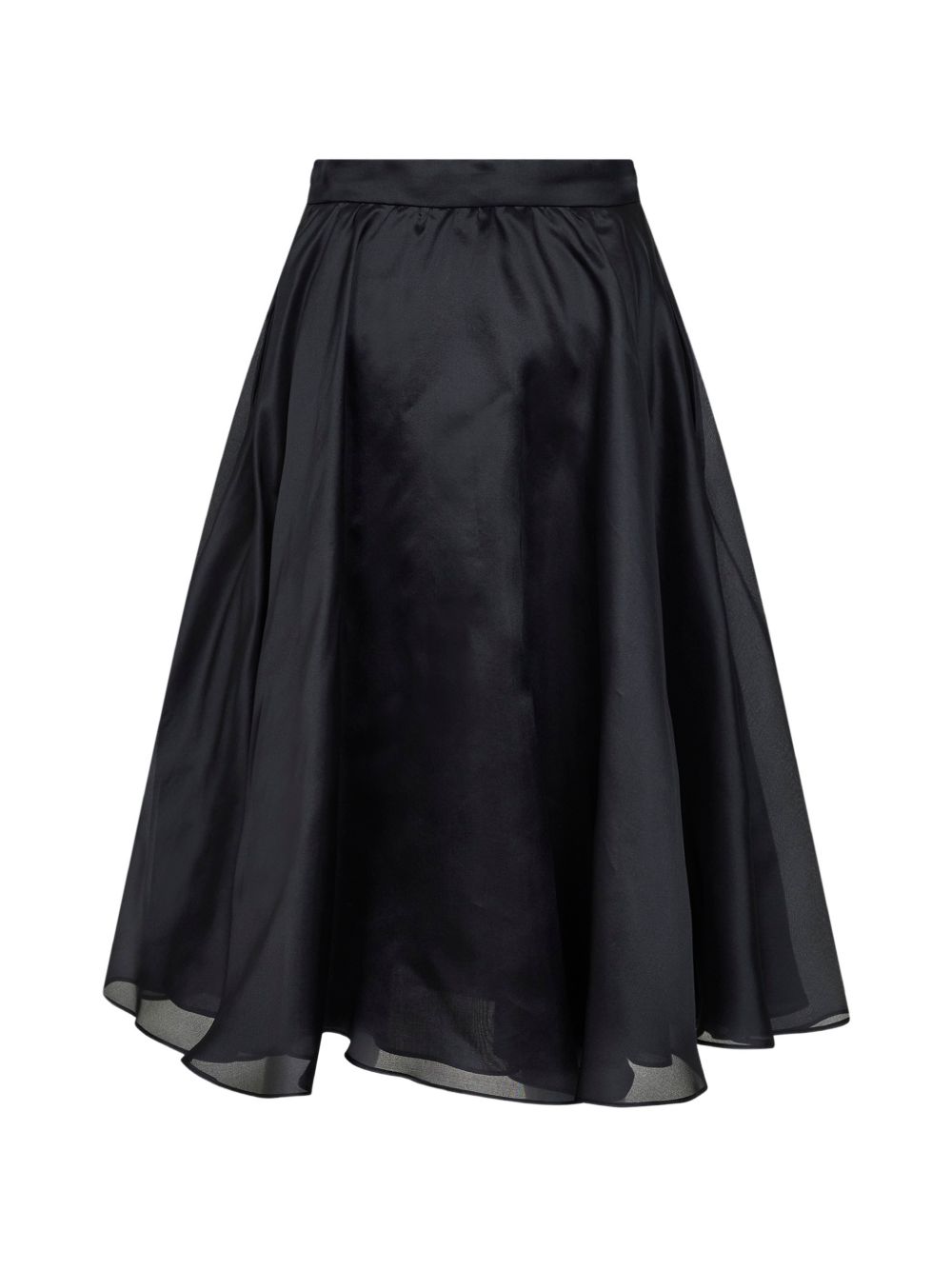 Black Silk Full Flared Skirt