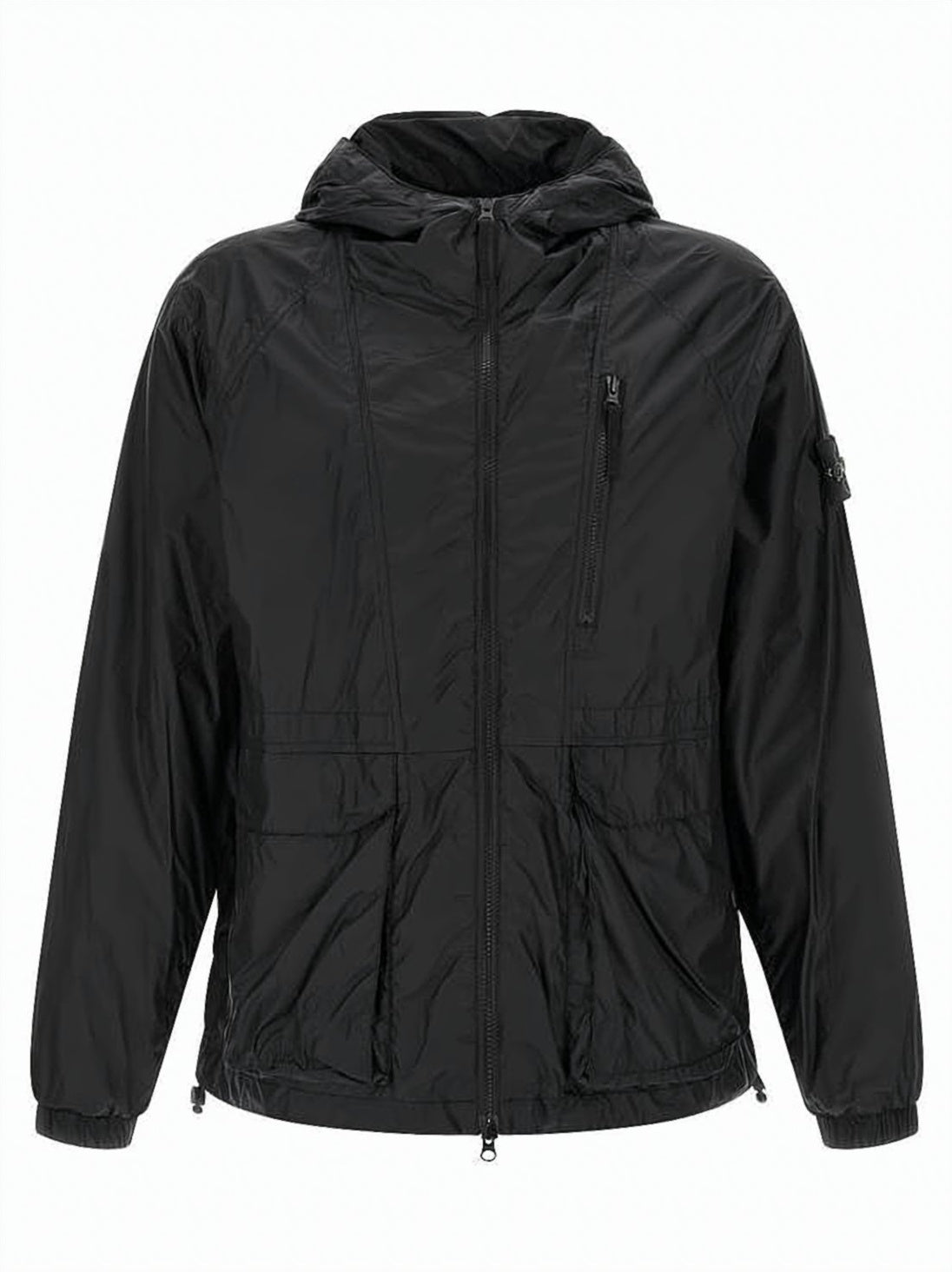 Lightweight Black Polyamide Jacket With Adjustable Features