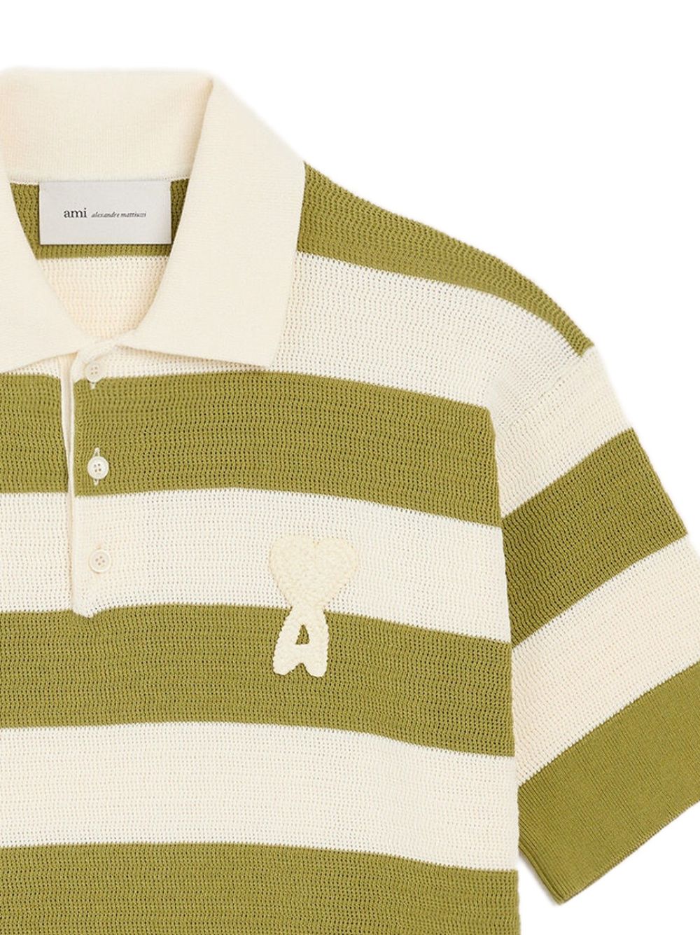 White Cream/Matcha Striped Logo Polo Shirt