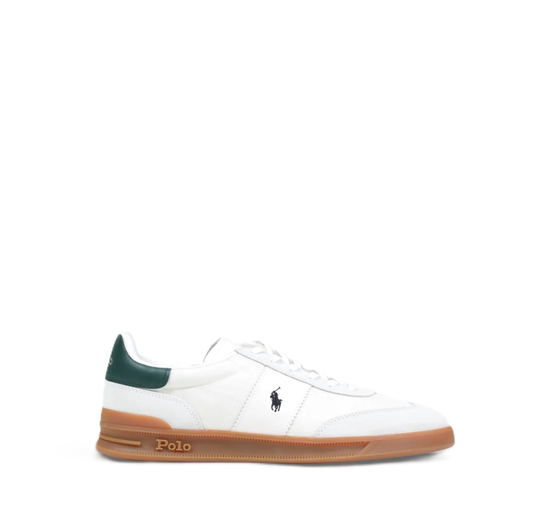 Low-Top Sneakers with Dark Green Accents