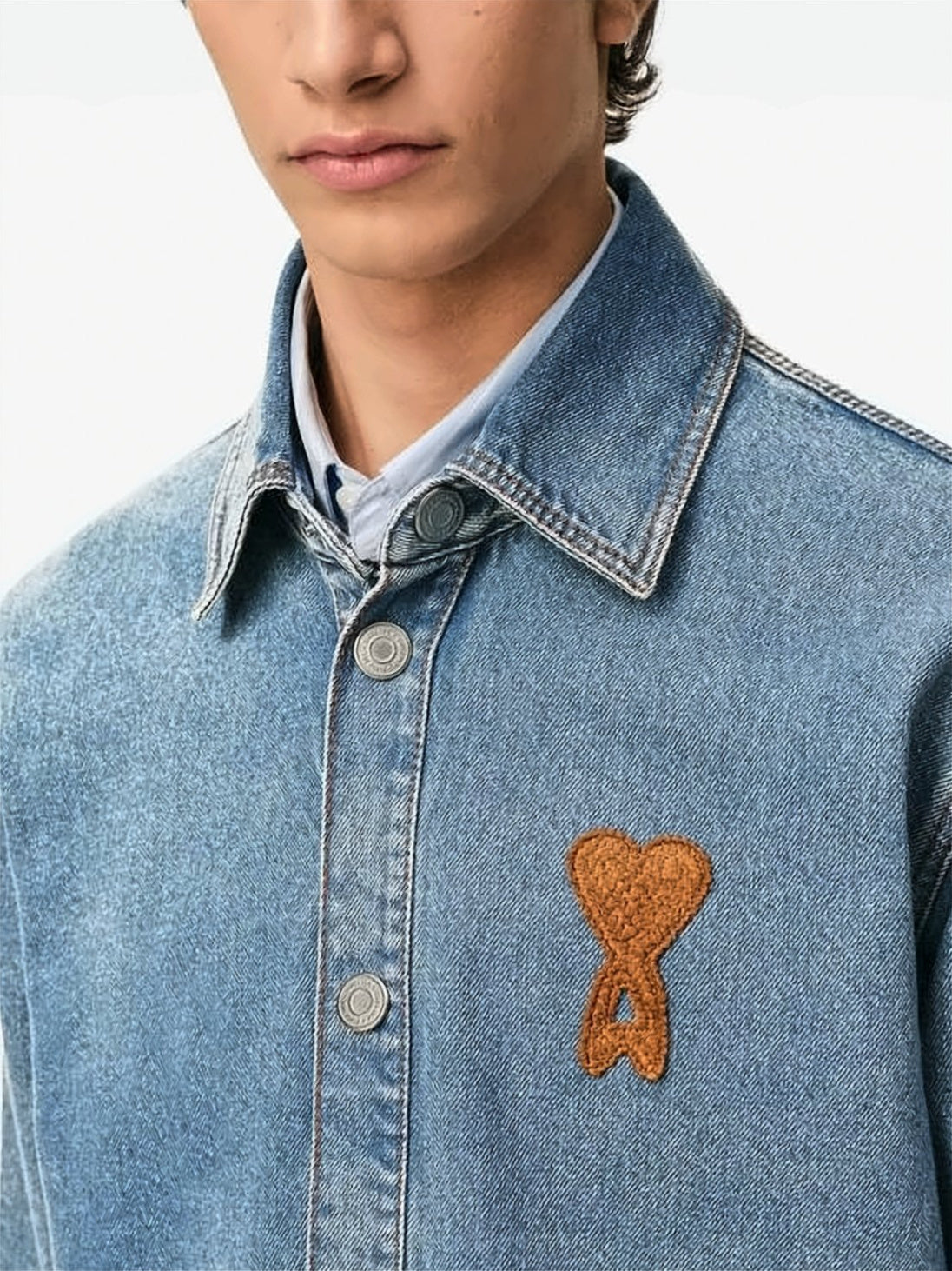 Denim Shirt with Classic Collar