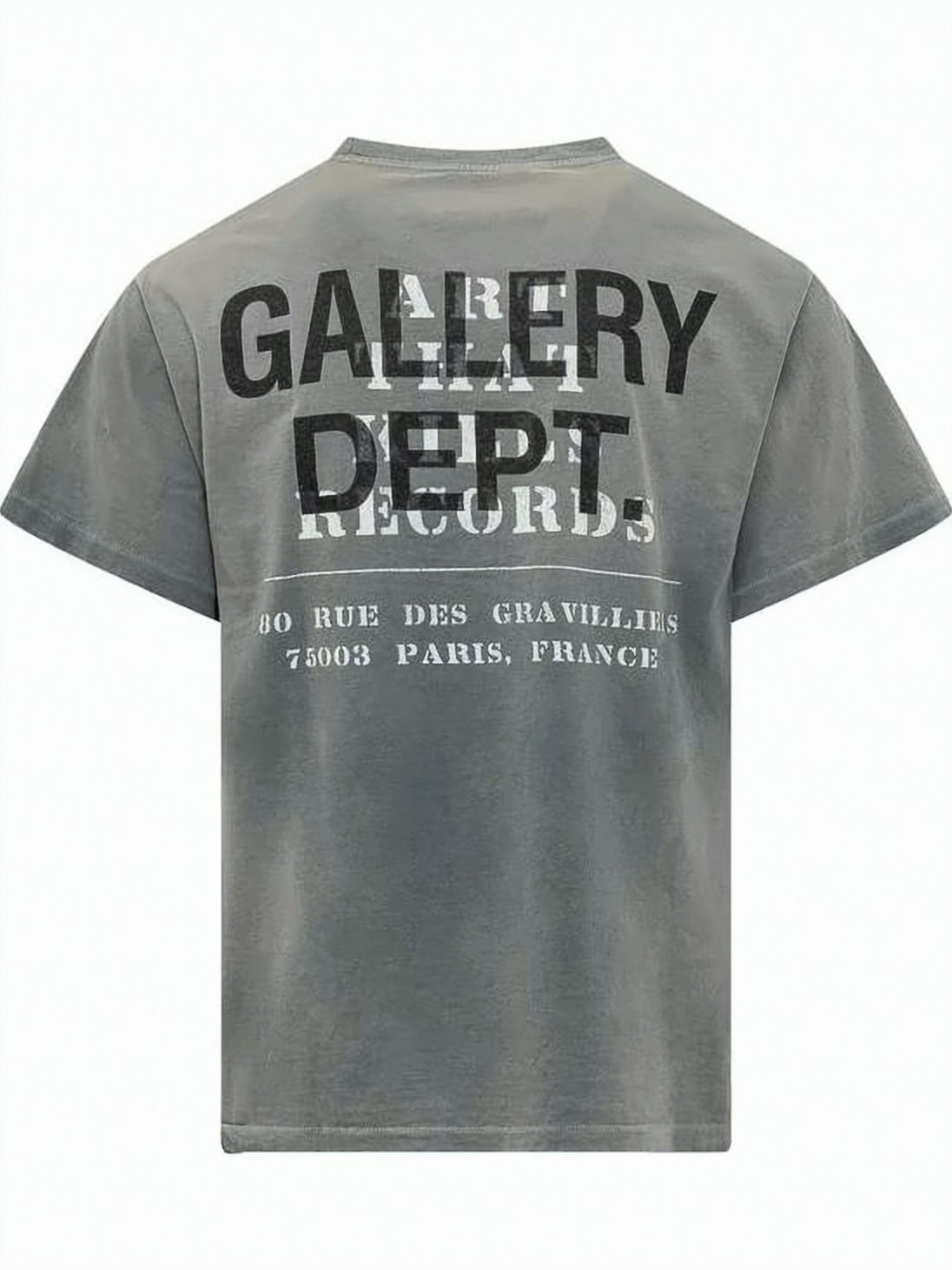 Washed Grey Short-Sleeve T-Shirt with Vintage Graphic Prints
