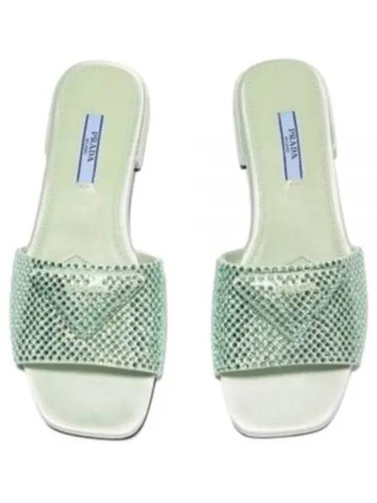 Textured Green Slip-On Mules with Square Toe Design
