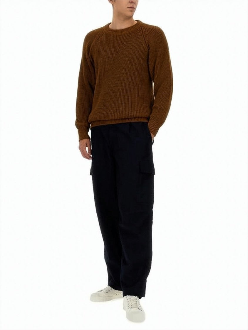 Chunky Knit Sweater With Ribbed Texture And Puffed Sleeves