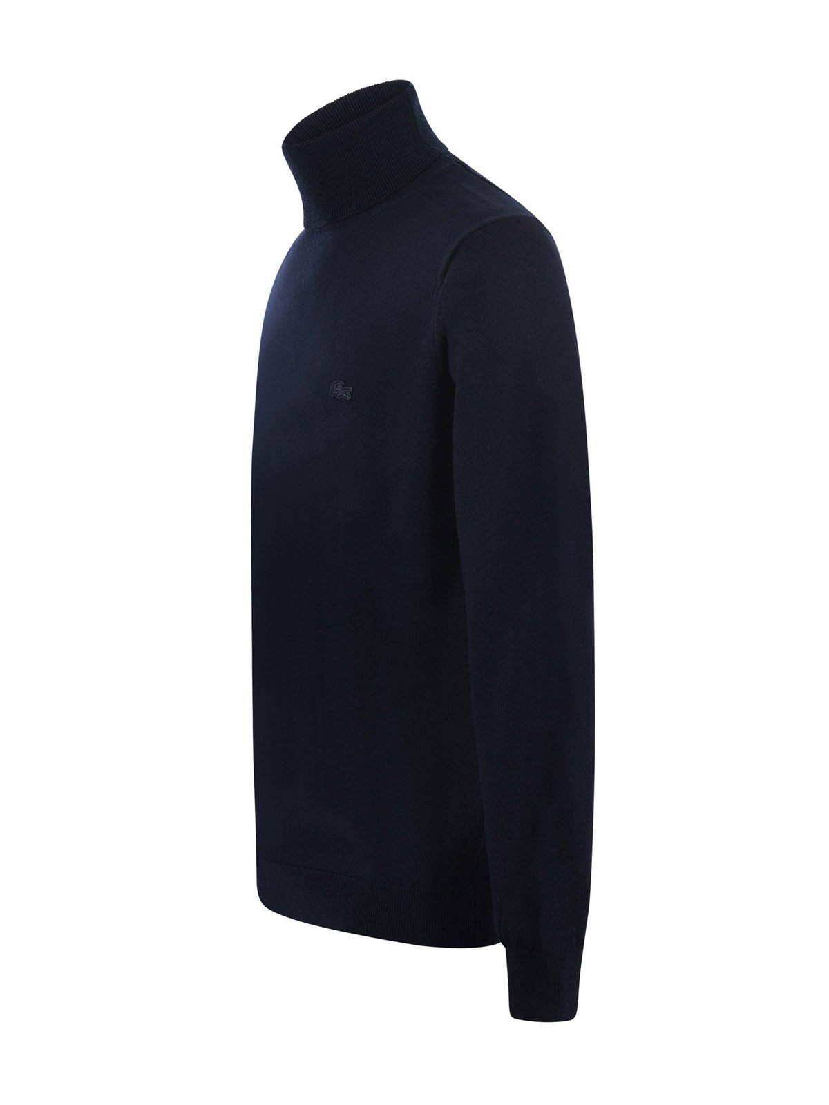 Fitted Black Wool Turtleneck with High Collar