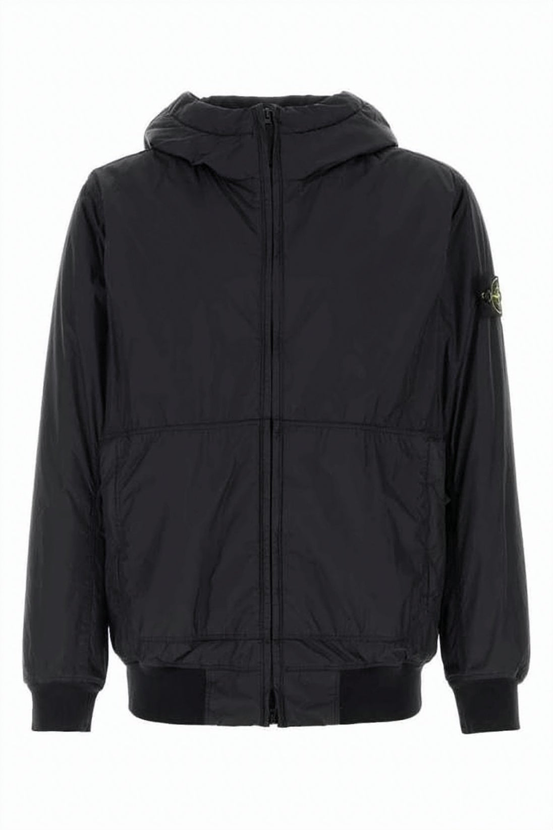 Hooded Black Jacket with Ribbed Details