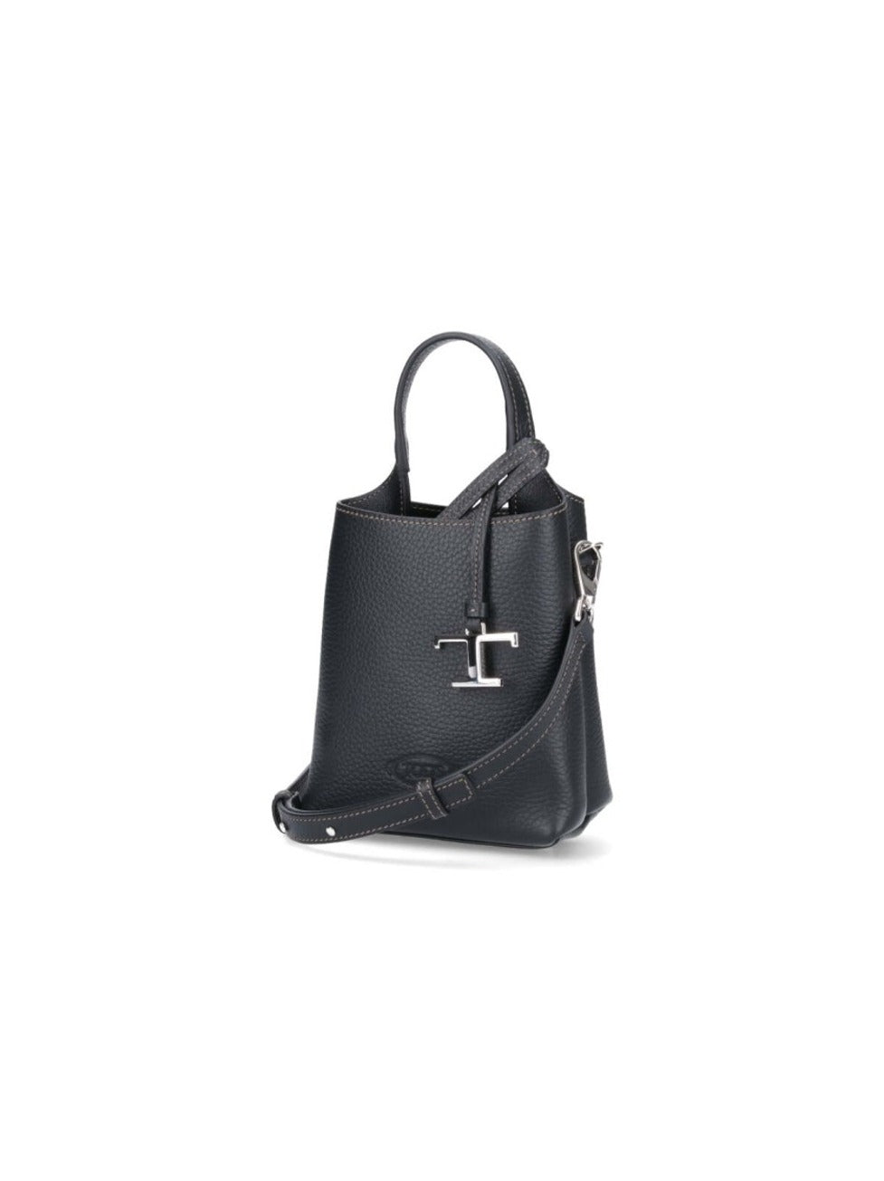Structured Pebbled Texture Bag With Silver-Tone Hardware