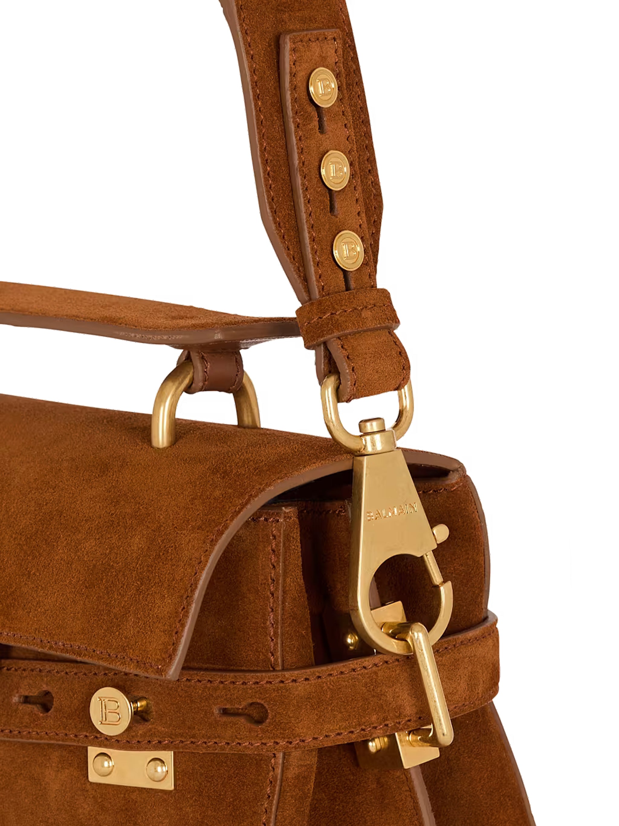 Medium Structured Suede Handbag Leather Accents
