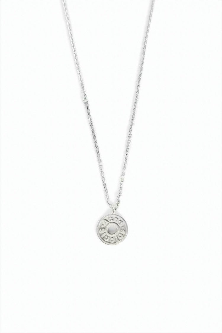 Engraved Round Pendant Necklace with Adjustable Chain