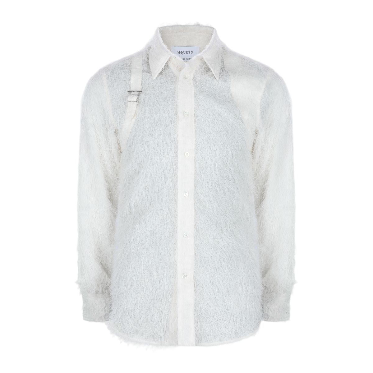 Textured White Button-Down Shirt