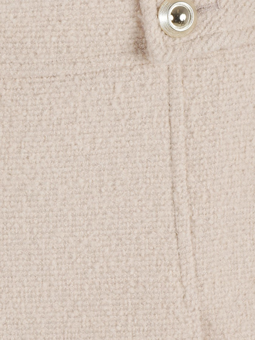 Textured Structured Skirt With Decorative Buttons