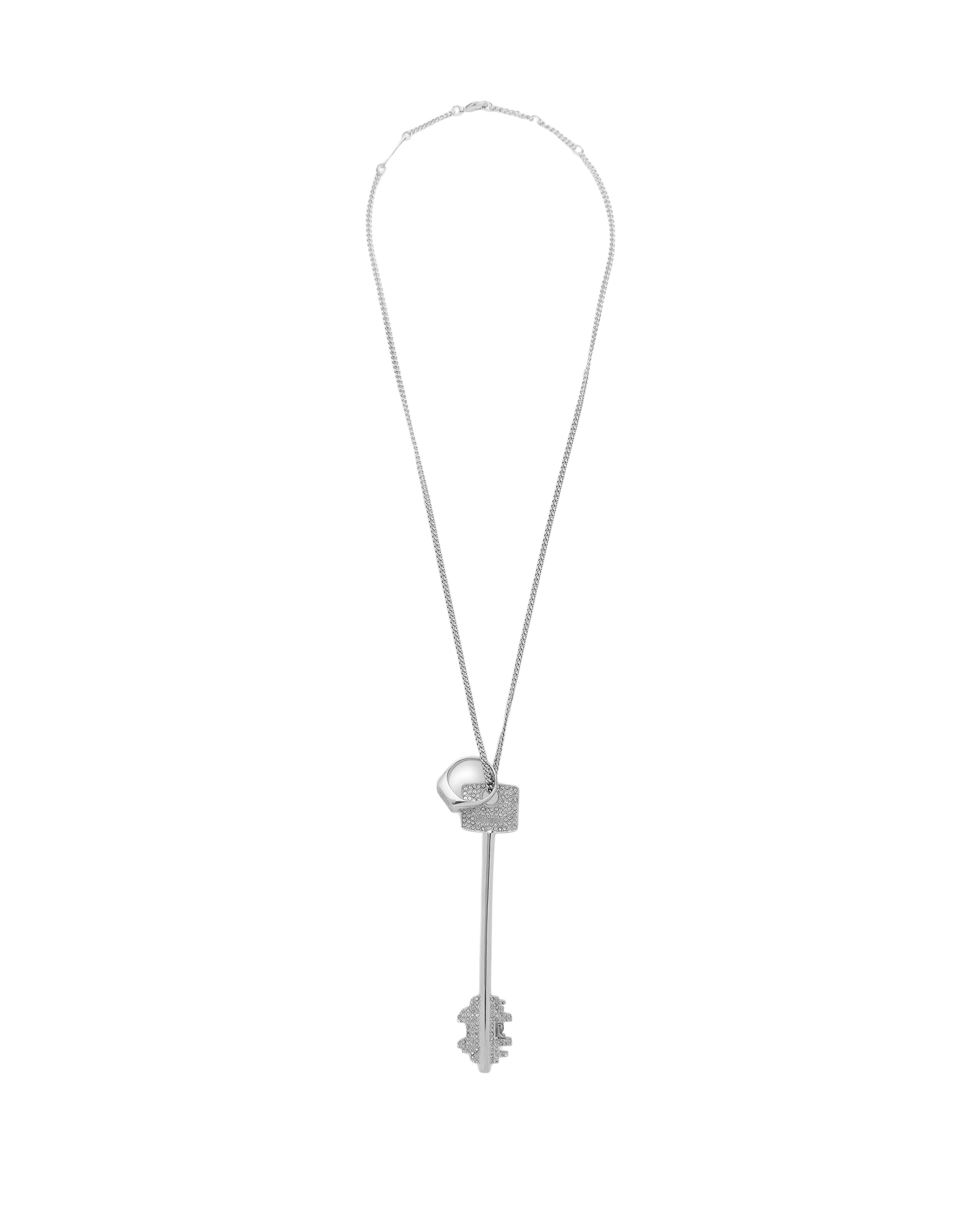 Silver Necklace With Key And Ring Pendant