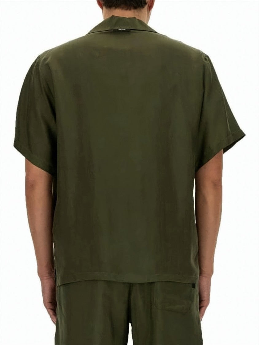 Short-Sleeve Cupro Shirt with Classic Collar