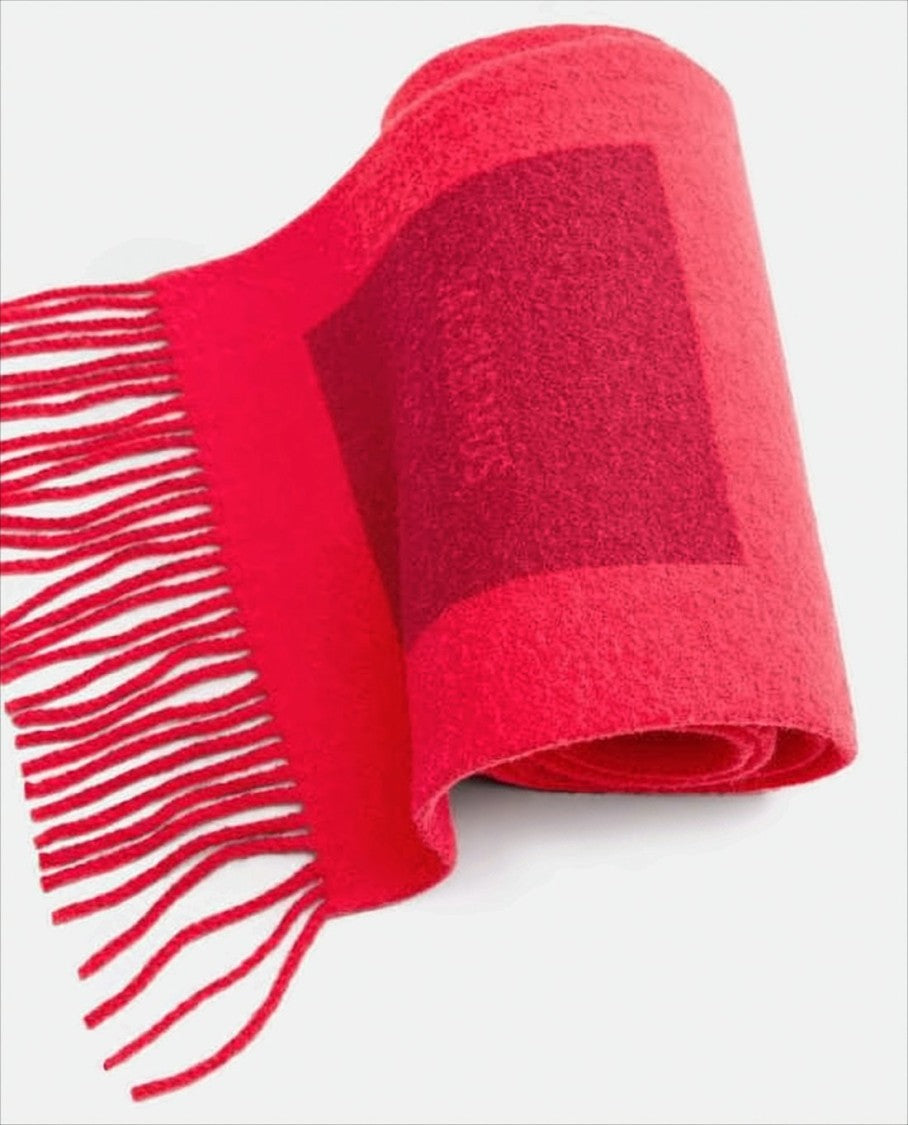 Long Wool Scarf with Fringed Edges