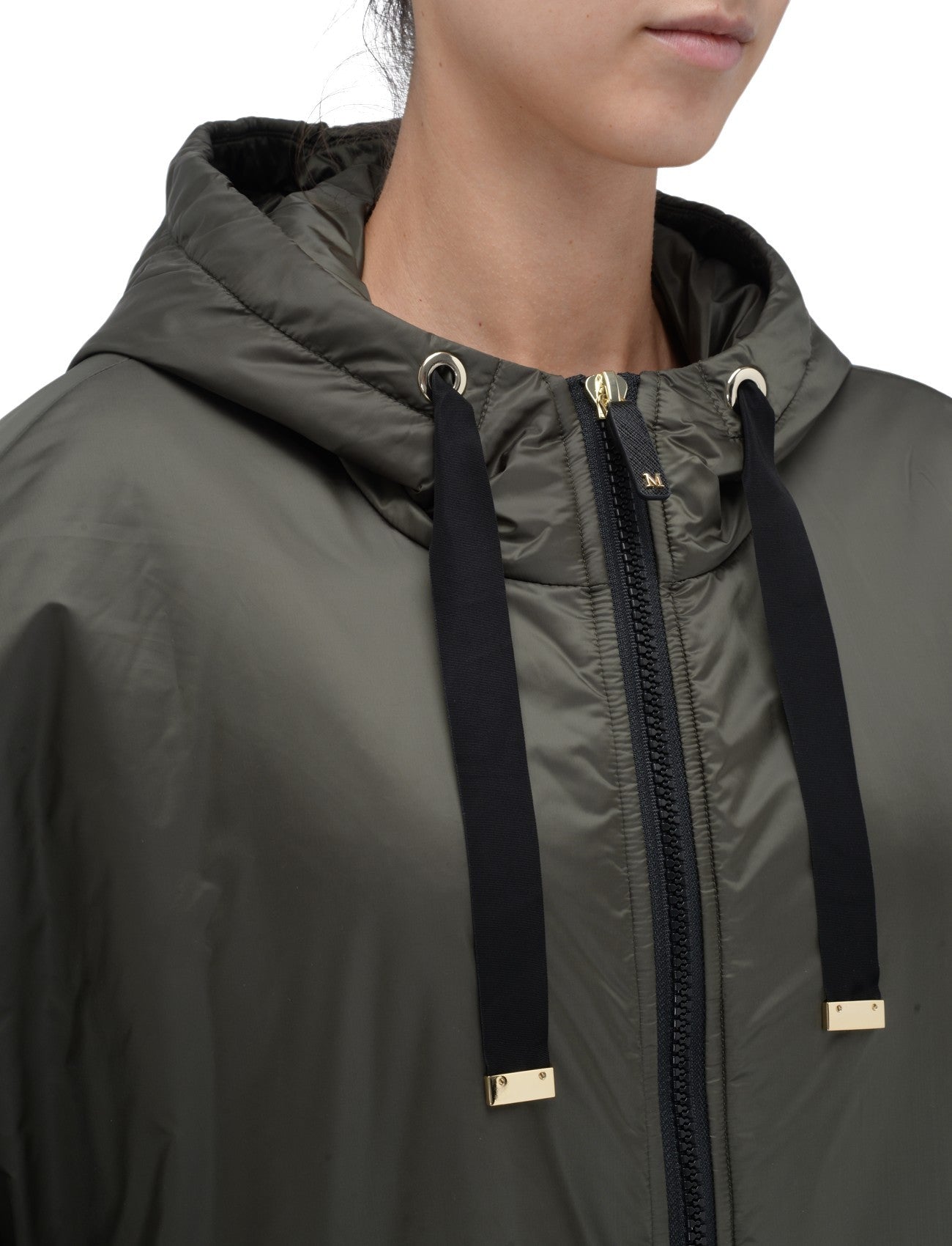 Short-Sleeved Padded Jacket with Drawstring Hood