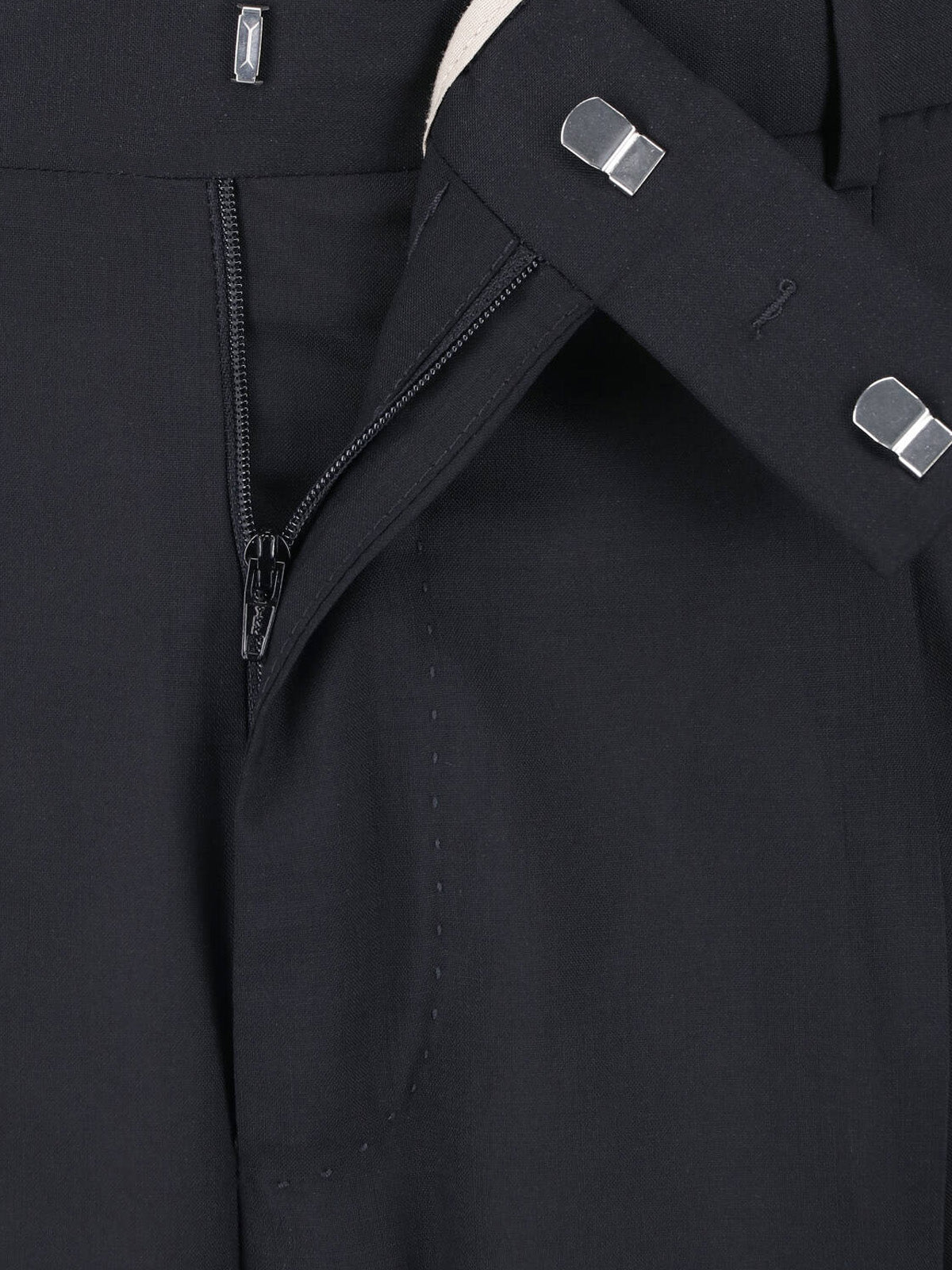 Black Mid-Rise Straight-Leg Virgin Wool Trousers