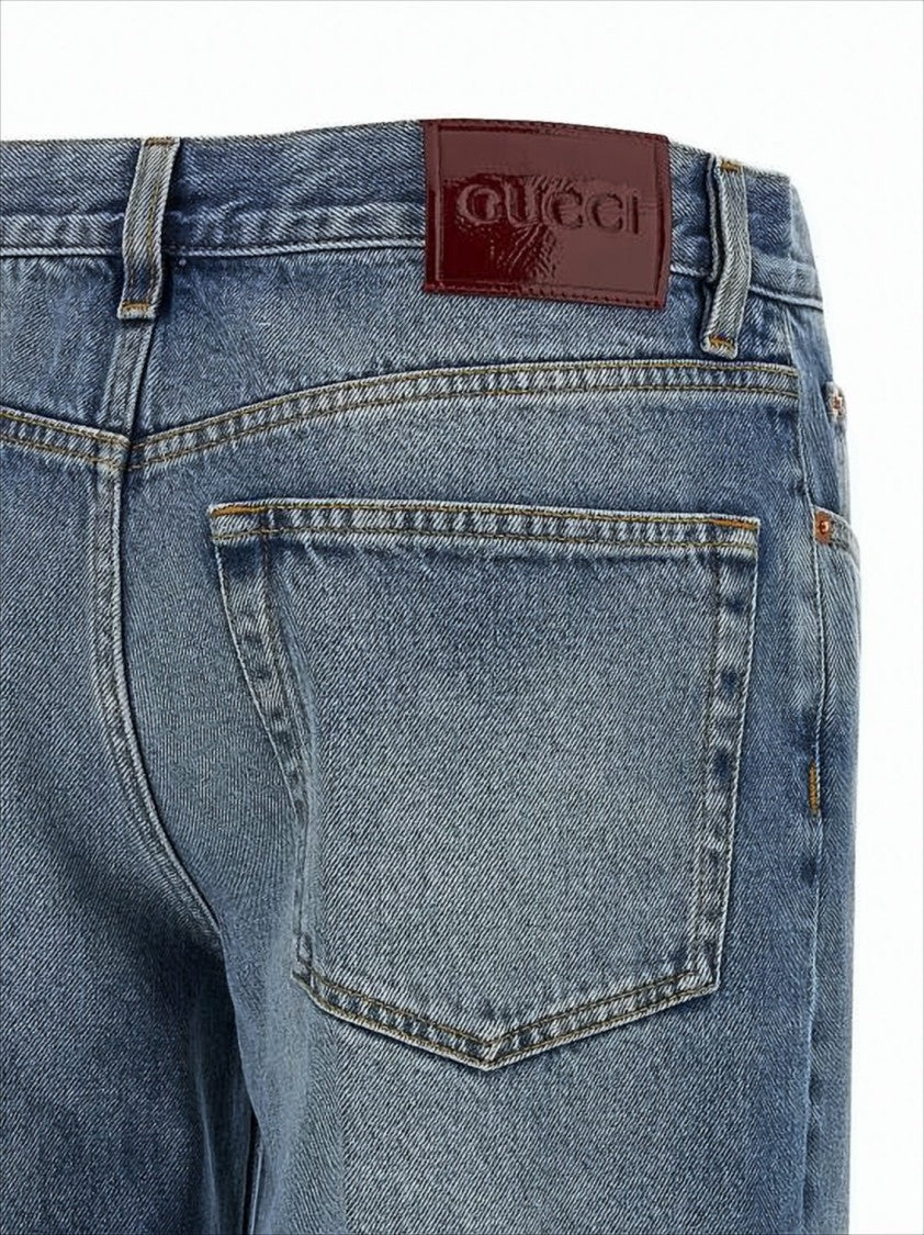 Straight-Leg Denim Pants with Mid-Rise Waist