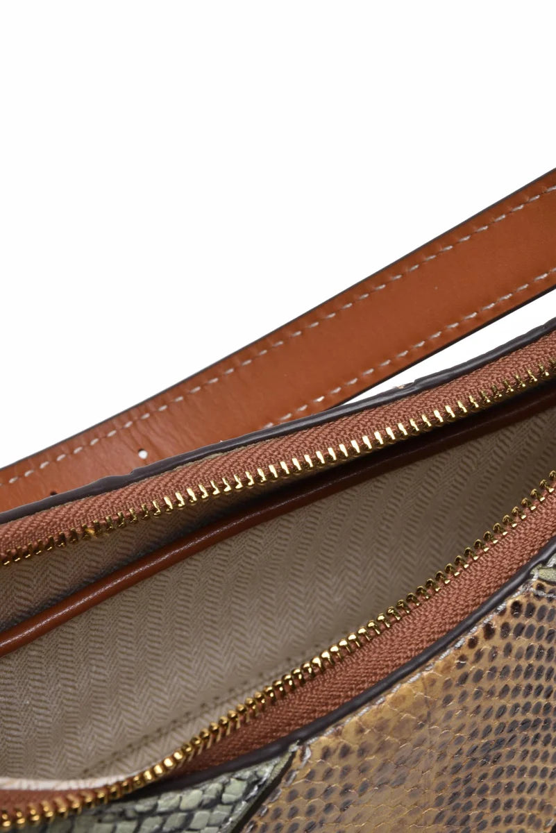 Thea Patchwork Convertible Shoulder Bag - Green/Beige