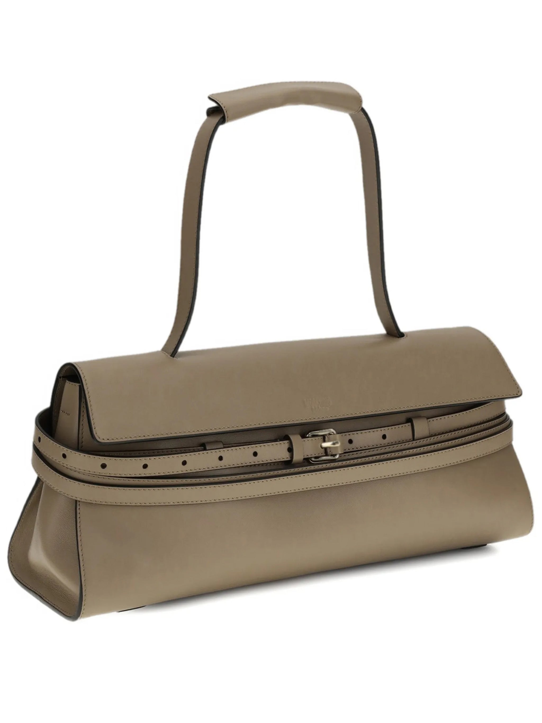 Elongated Nappa Leather Handbag With Belt Detail