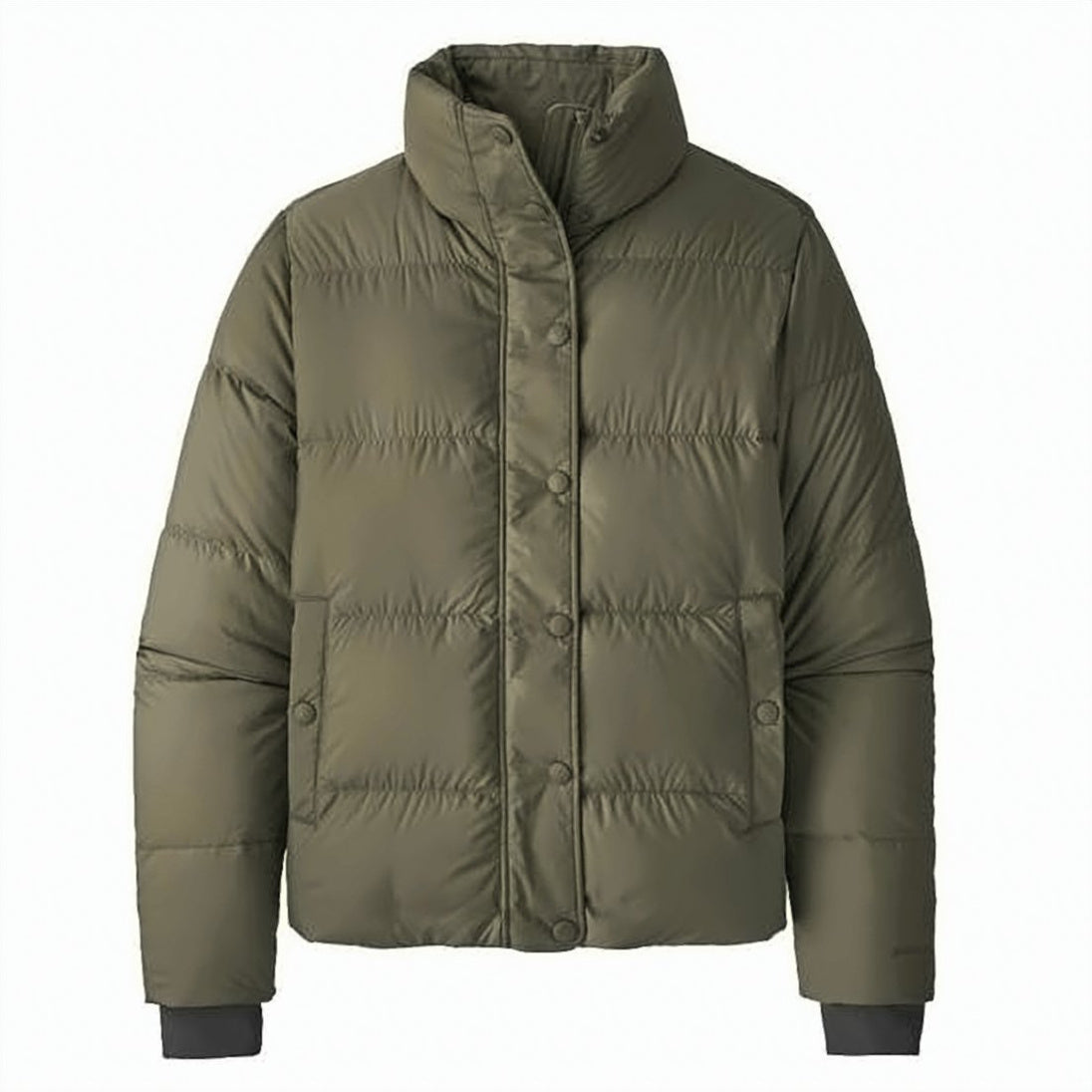Horizontal Quilted Short Jacket with High Collar