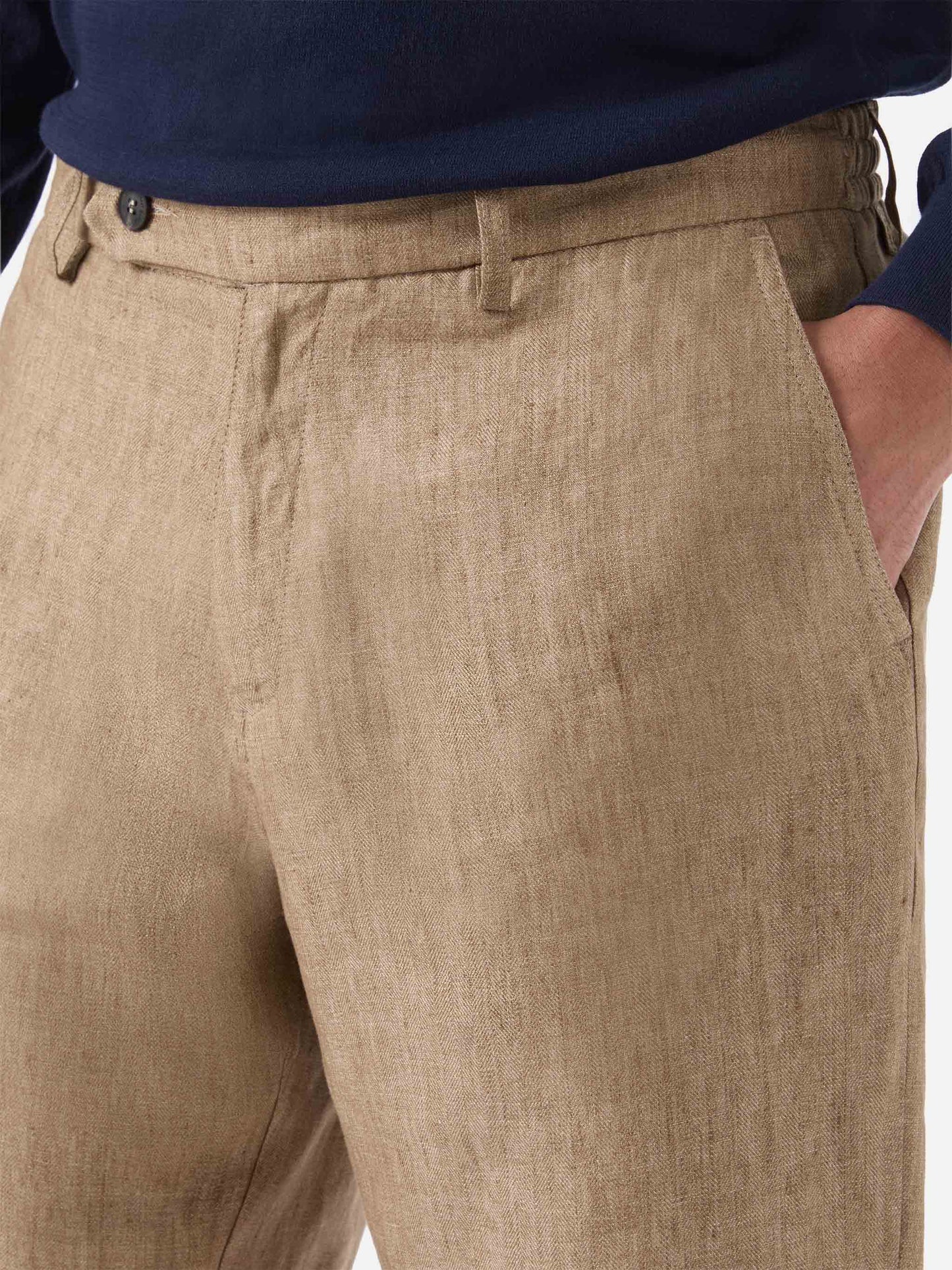 Tailored Beige Shorts with Flat Front