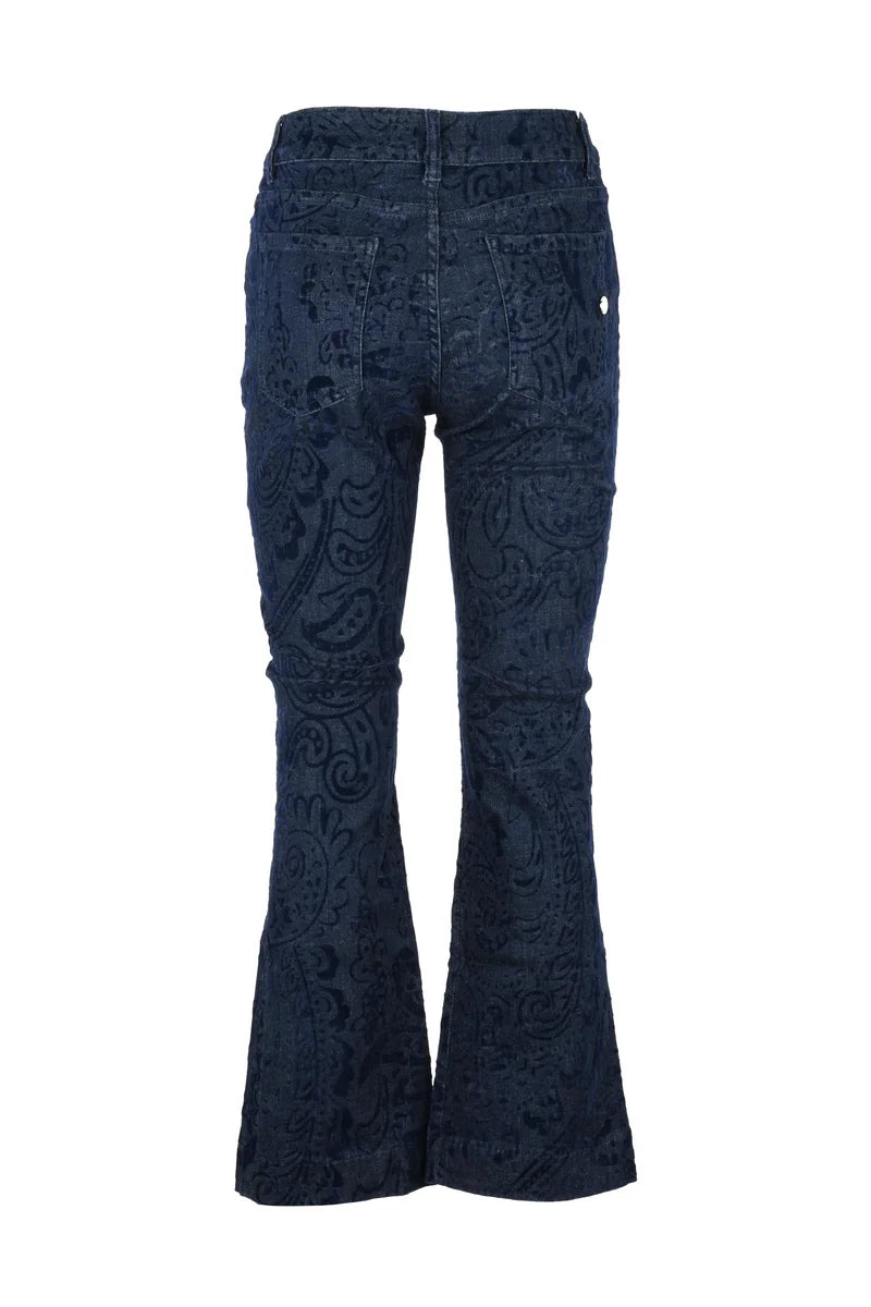 Paisley Blue Jeans with Flared Hem