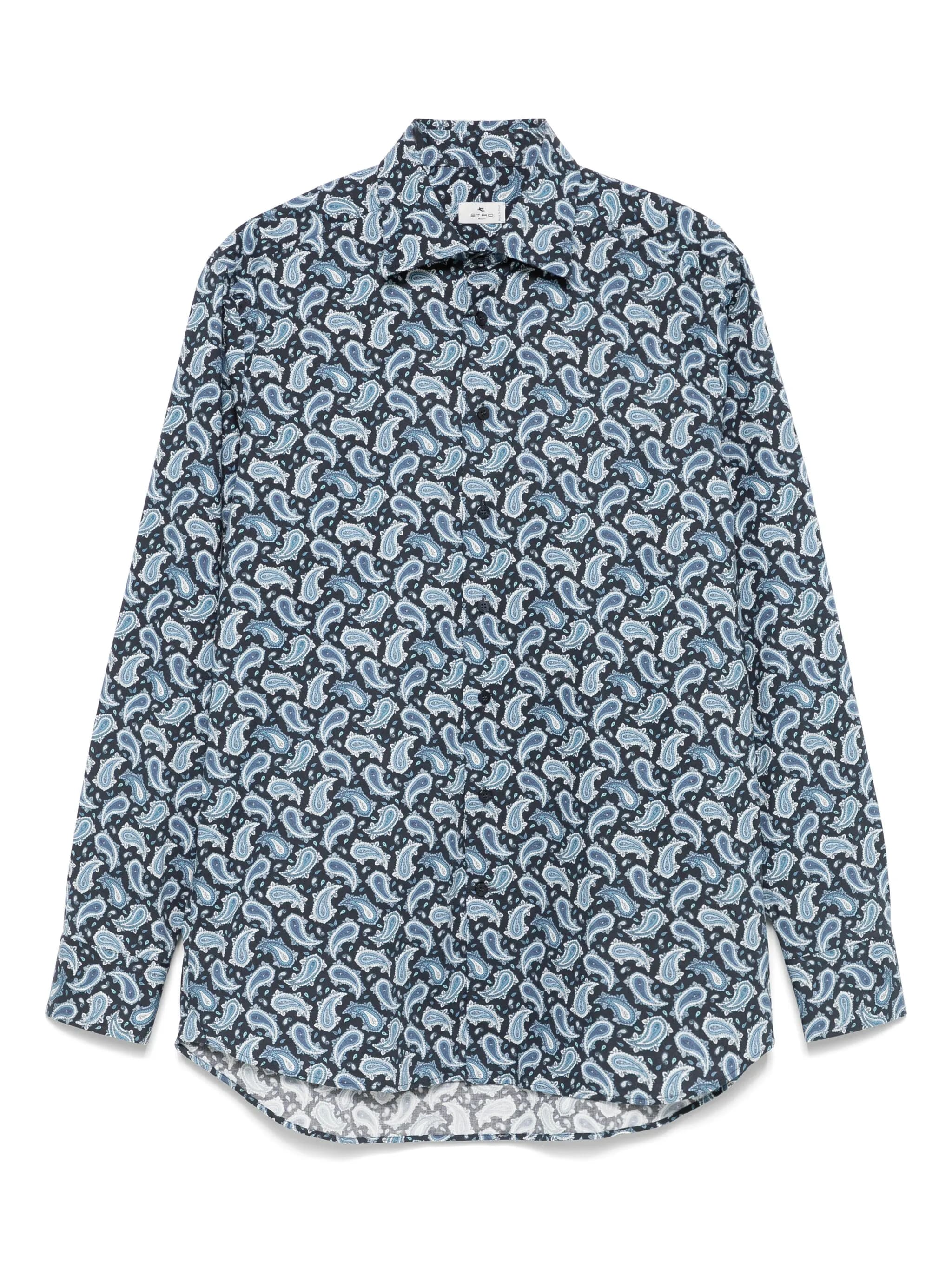 Roma Cobalt Blue Paisley Cotton Shirt