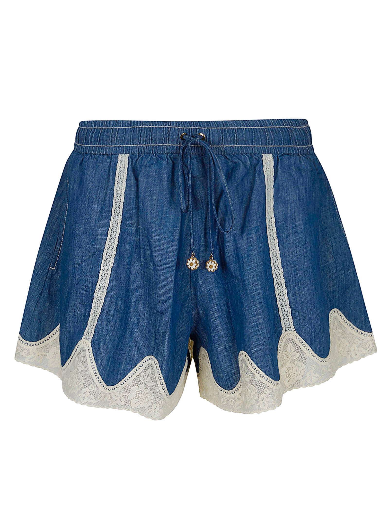 Denim Shorts With Lace Details