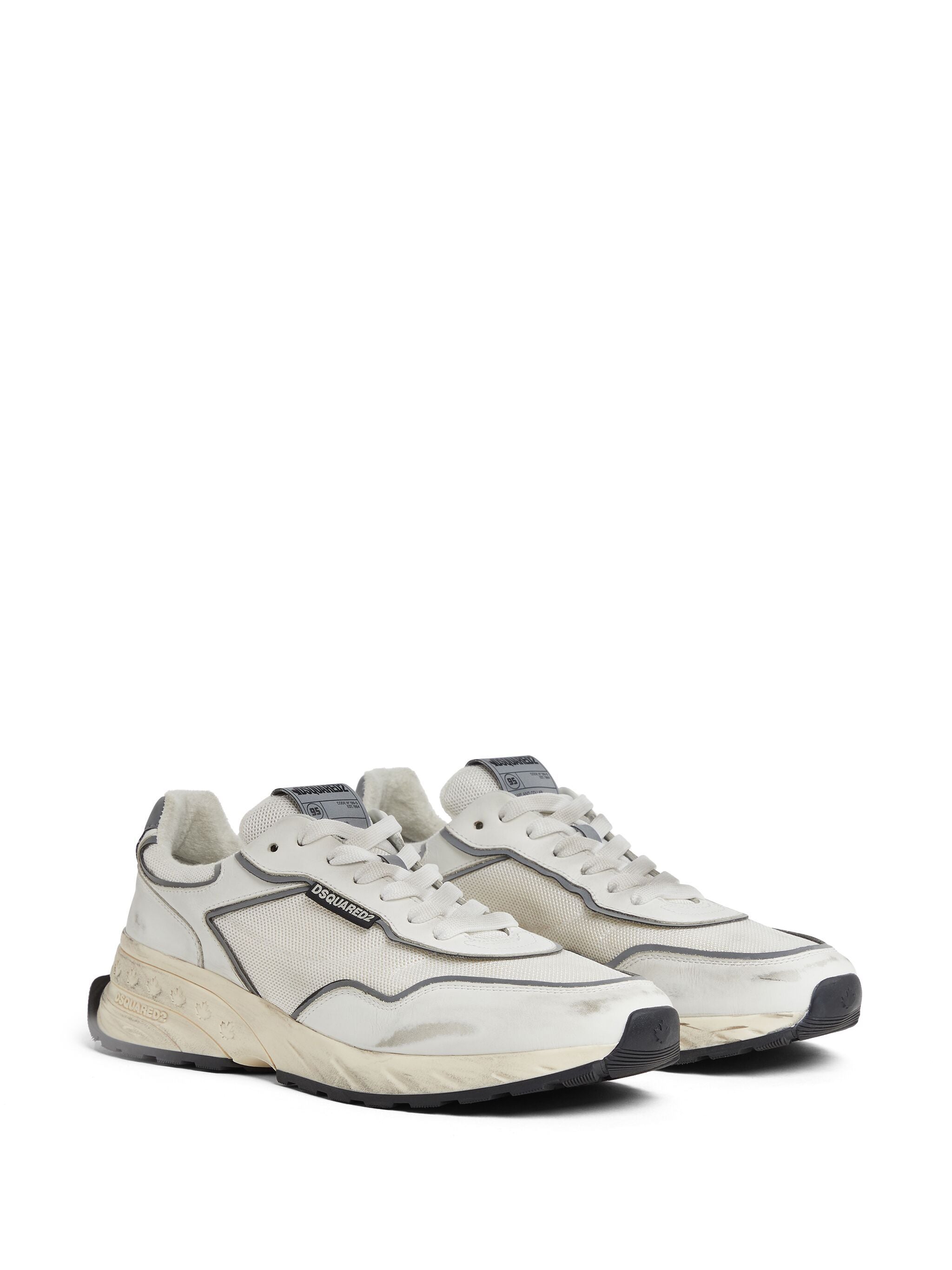 Sprinter Silver Leather Mesh Running Sneakers