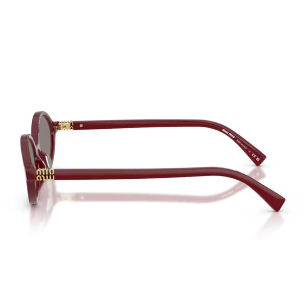 Compact Oval Sunglasses in Glossy Burgundy Acetate