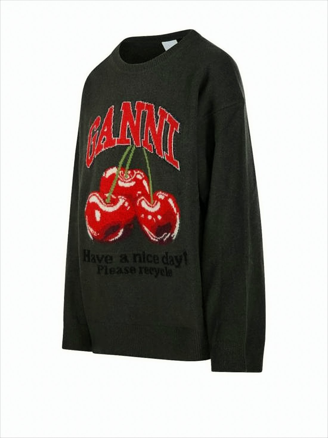Graphic Knit Sweater with Cherry Motif