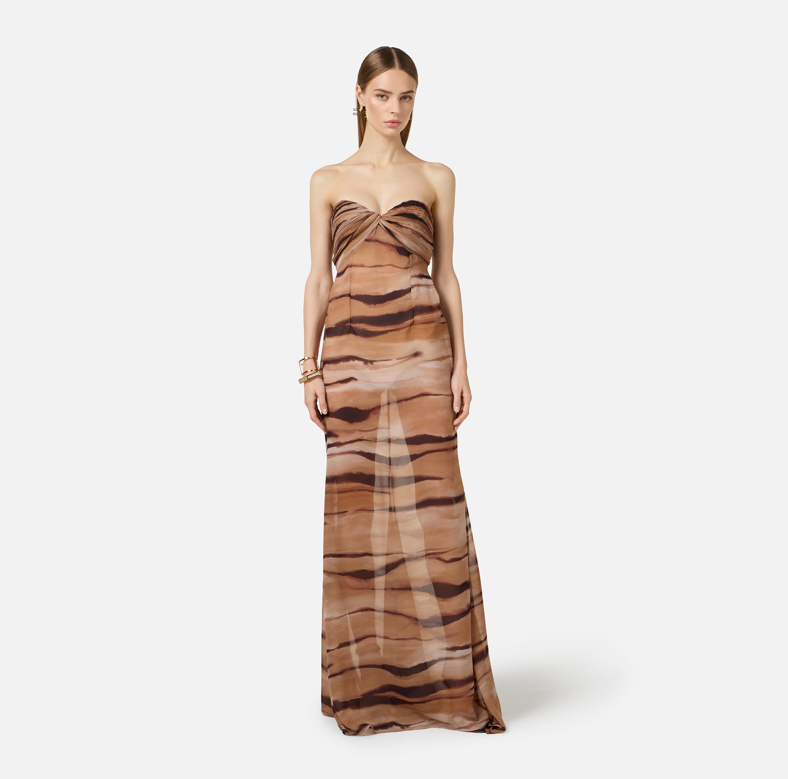 Red Carpet Chiffon Off Shoulder Dress