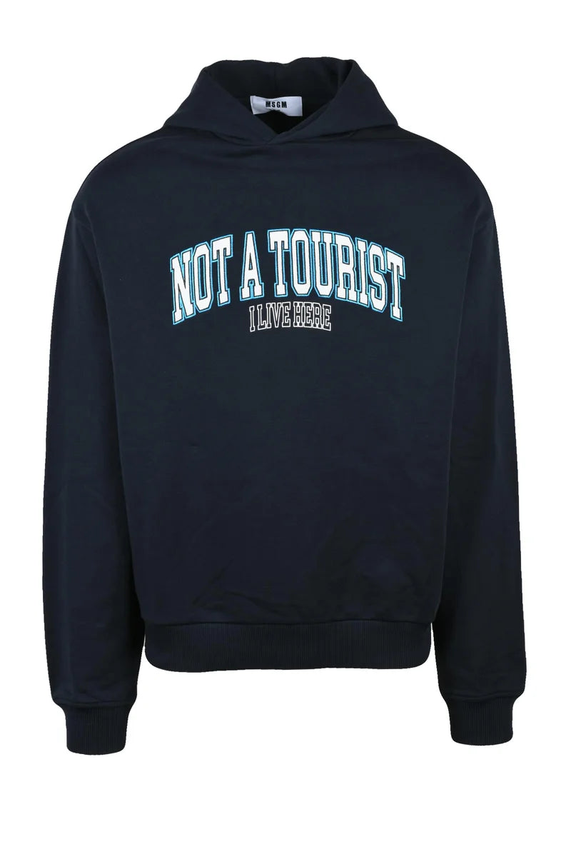 Cropped Cotton Hoodie with Collegiate-Style Print