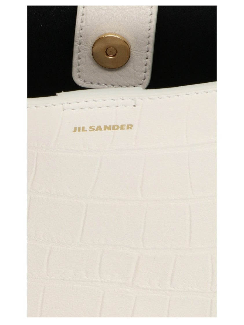 Crocodile-Embossed Rectangular Crossbody Bag with Braided Strap Detail